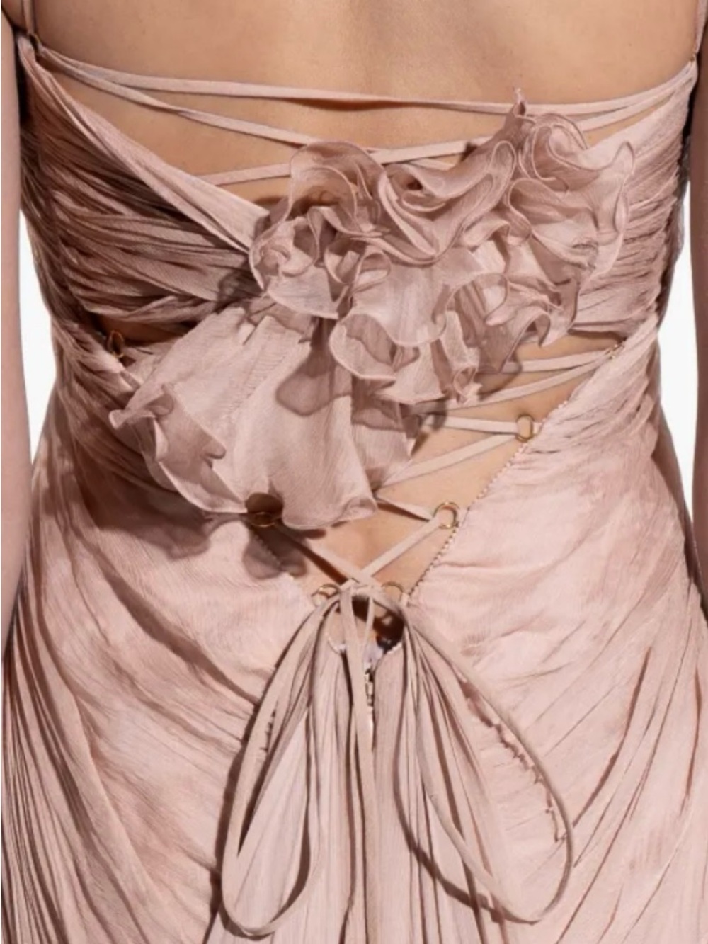 Elegant Blush Pink Pleated Evening Gown - Women - Picture 7 of 9